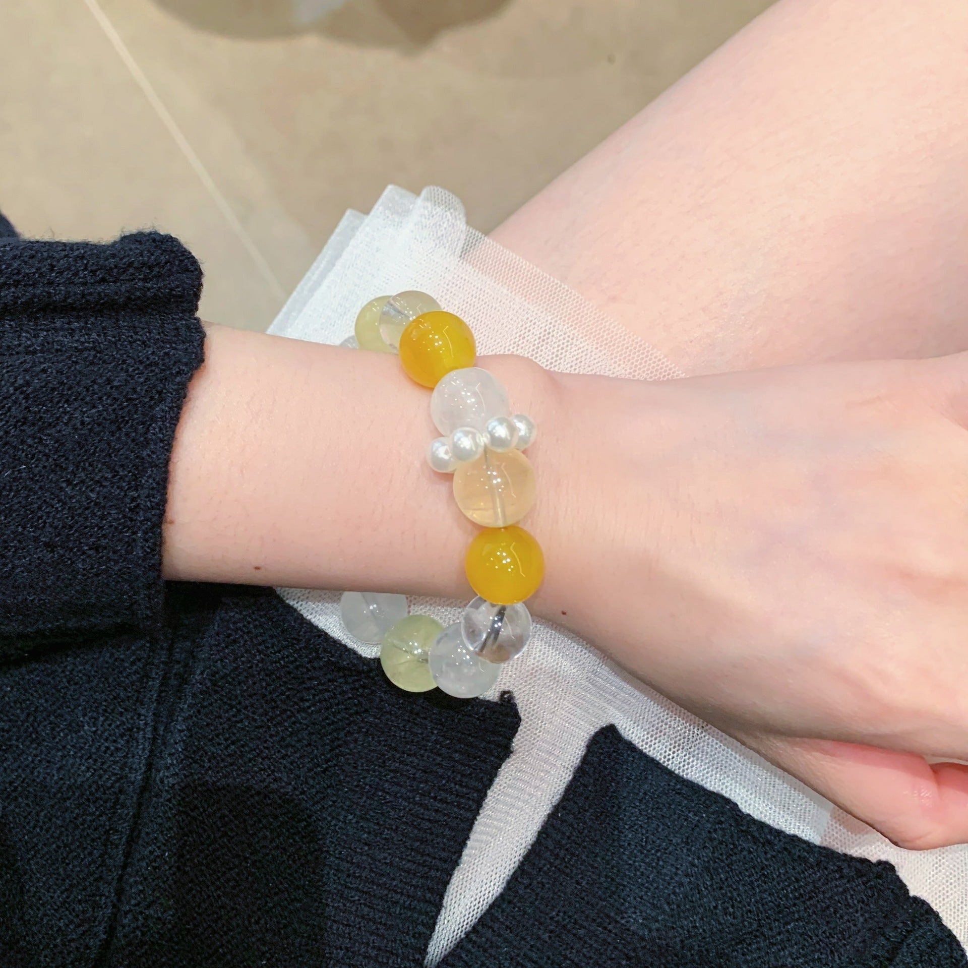 Sea Salt Lemon Original Natural Lemon Crystal Bracelet Fashion Niche Women's Bracelet Chain Yellow Agate Crystal Bracelet