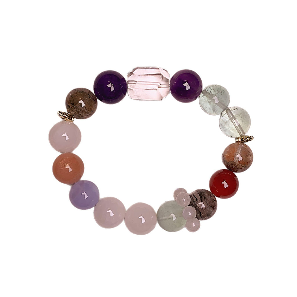 Natural Crystal Bracelet Original Design Dopamine Rainbow Candy Large Crystal Hot Item White Ghost Bracelet