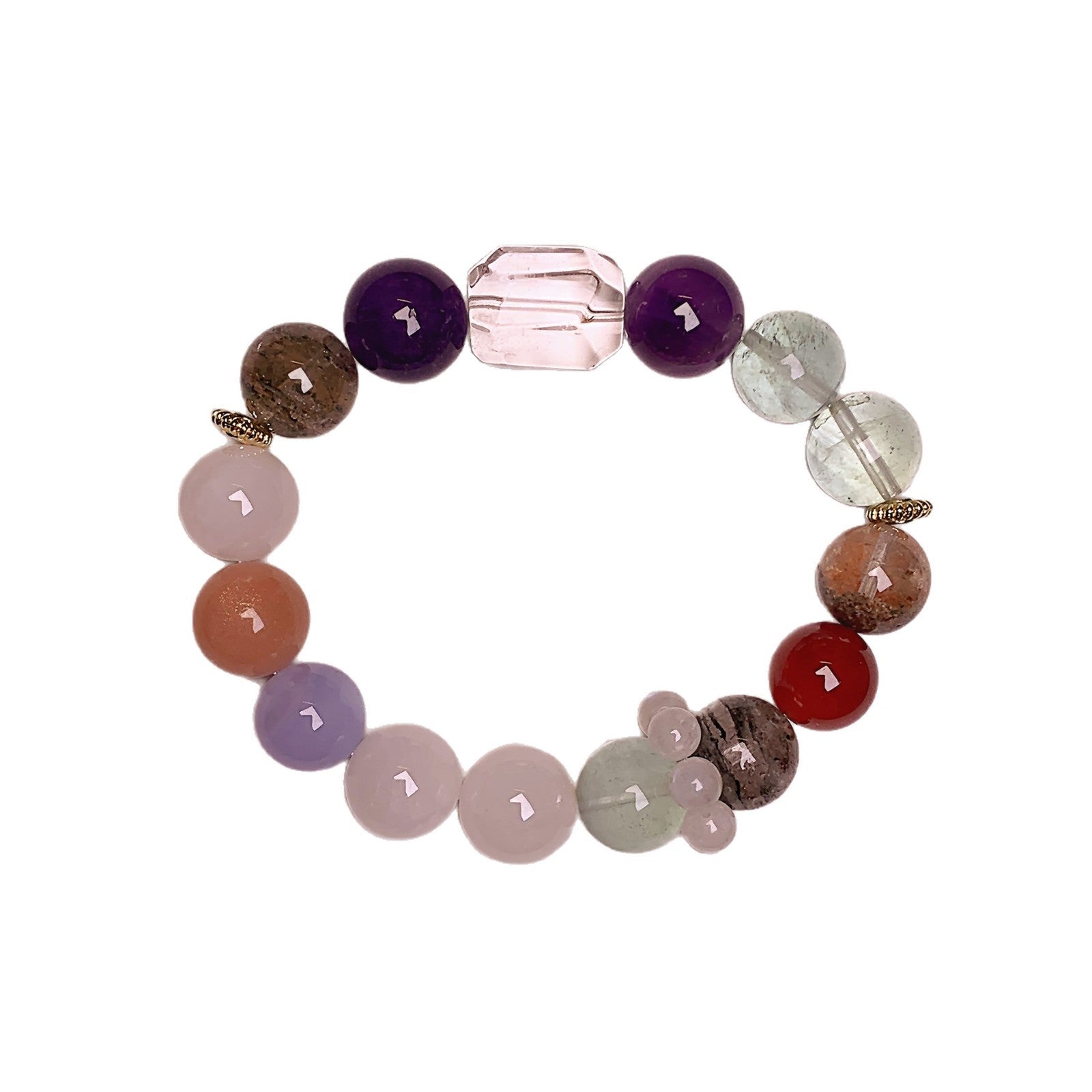 Natural Crystal Bracelet Original Design Dopamine Rainbow Candy Large Crystal Hot Item White Ghost Bracelet