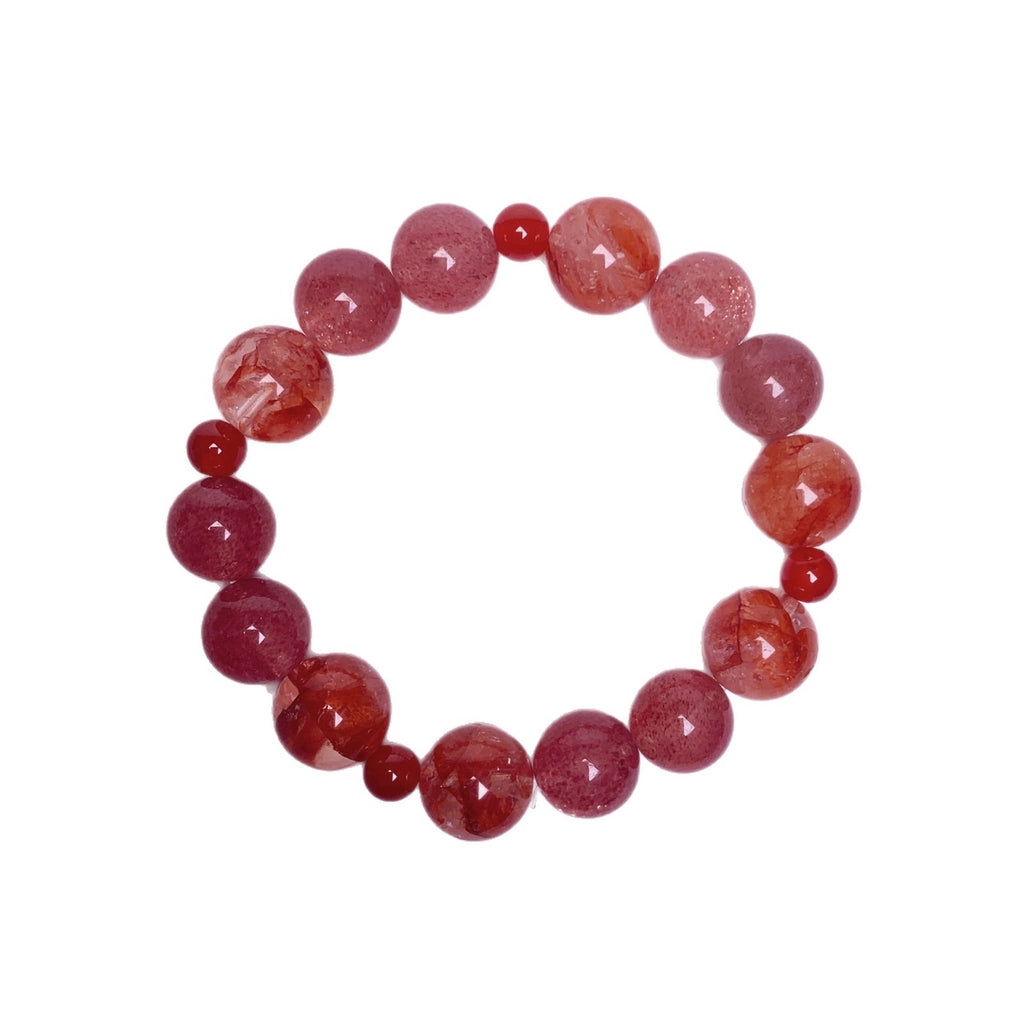 Natural Strawberry Crystal Bracelet Ice Floating Flower Unique Versatile Bracelet Original Design Natural Strawberry Crystal Bracelet
