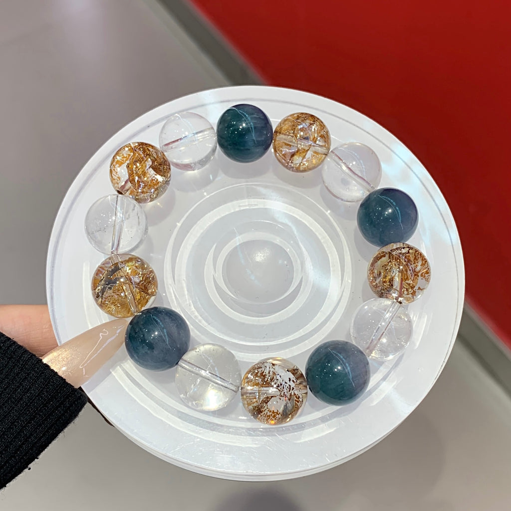 Natural White Crystal Bracelet Pair with Gold Foil Explosion Original Design New Cross-Border Hot-Selling Bracelet Crystal Bracelet