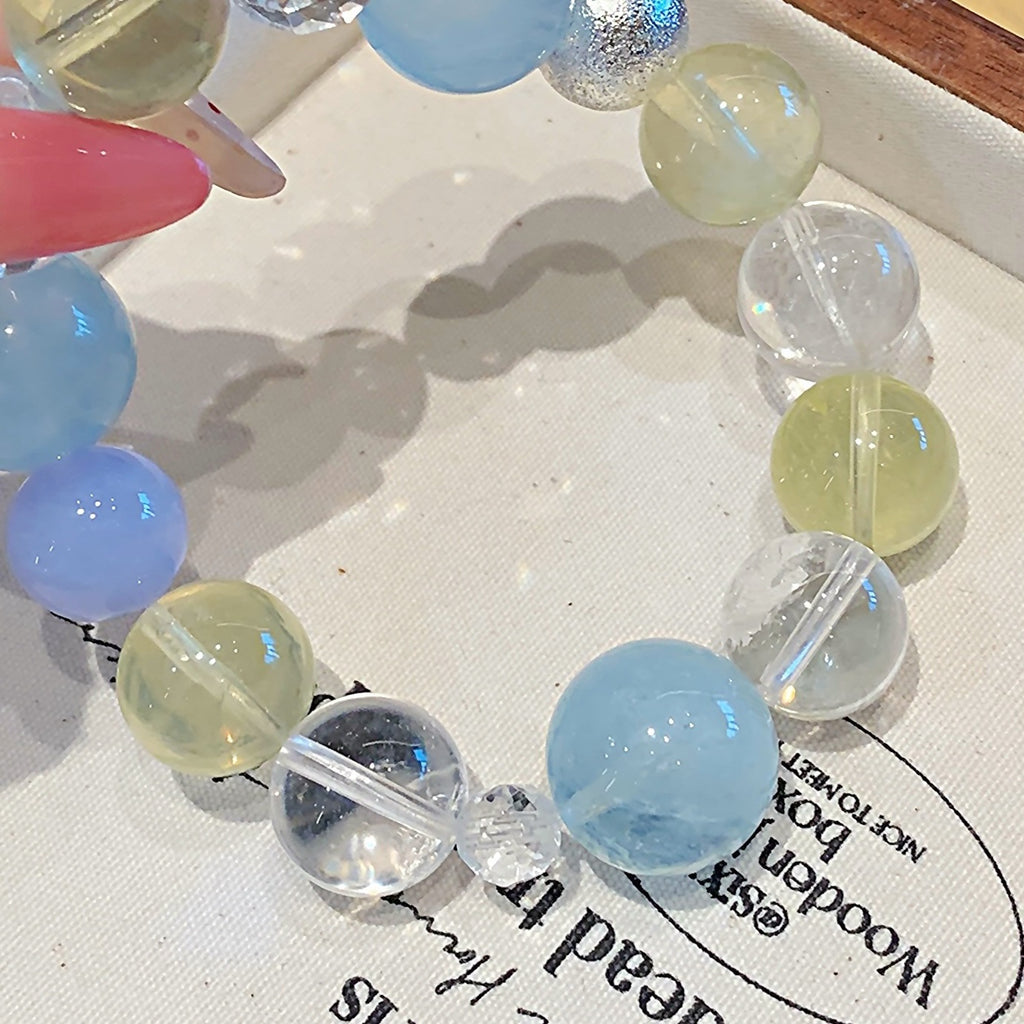 Natural Aquamarine Crystal Bracelet Christmas New Year Gift Hand Jewelry Multi-Gemstone Bracelet diy Crystal Bracelet