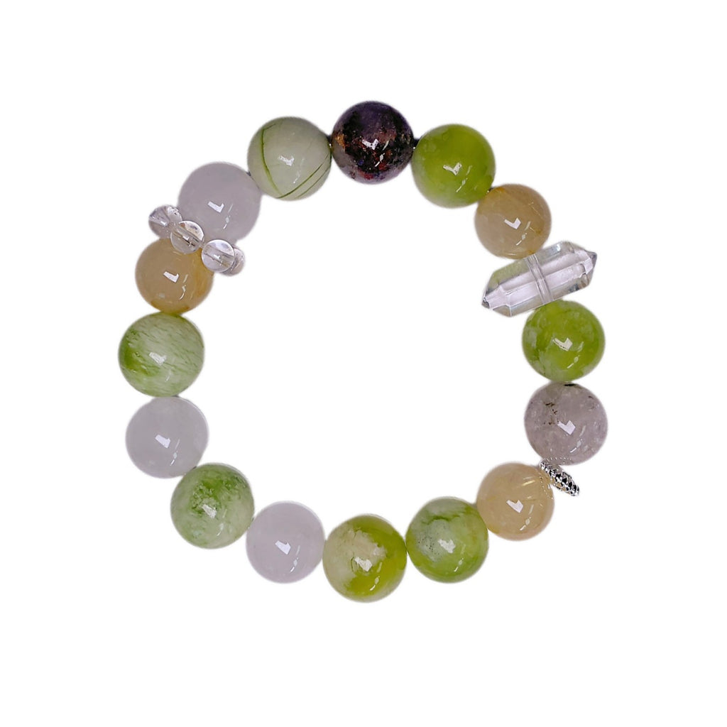 Natural Xiuyan Jade Yellow Crystal Milky White Crystal Spliced Bracelet Fashion Beaded Fresh Simple Bracelet Crystal Bracelet