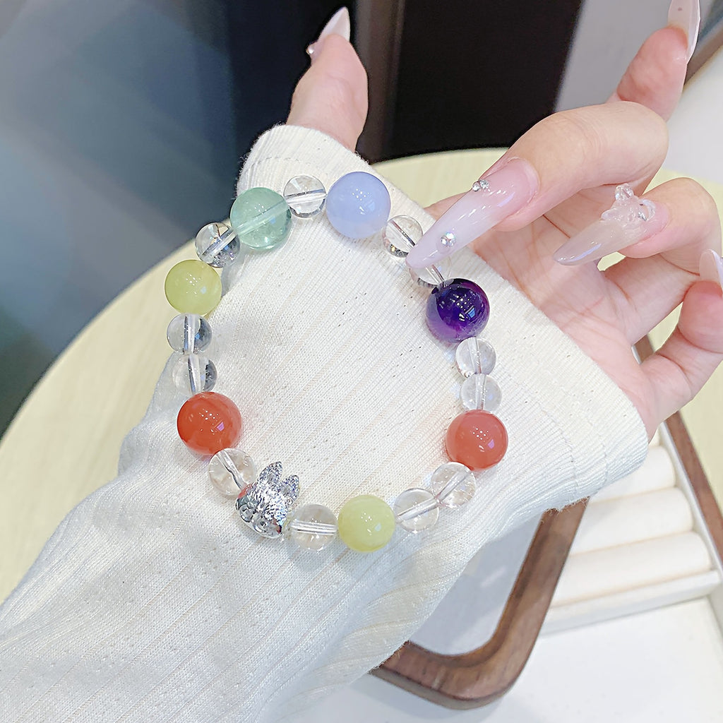 Natural Crystal Bracelet Custom White Crystal Beaded Jewelry Handmade Light Luxury Style for Women diy Color Matching