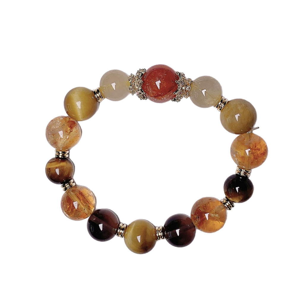 Natural Yellow Pagoda Crystal Men's and Women's Zodiac Year Bracelet Light Luxury Design Bracelet Jewelry Gift Multi-bead Bracelet