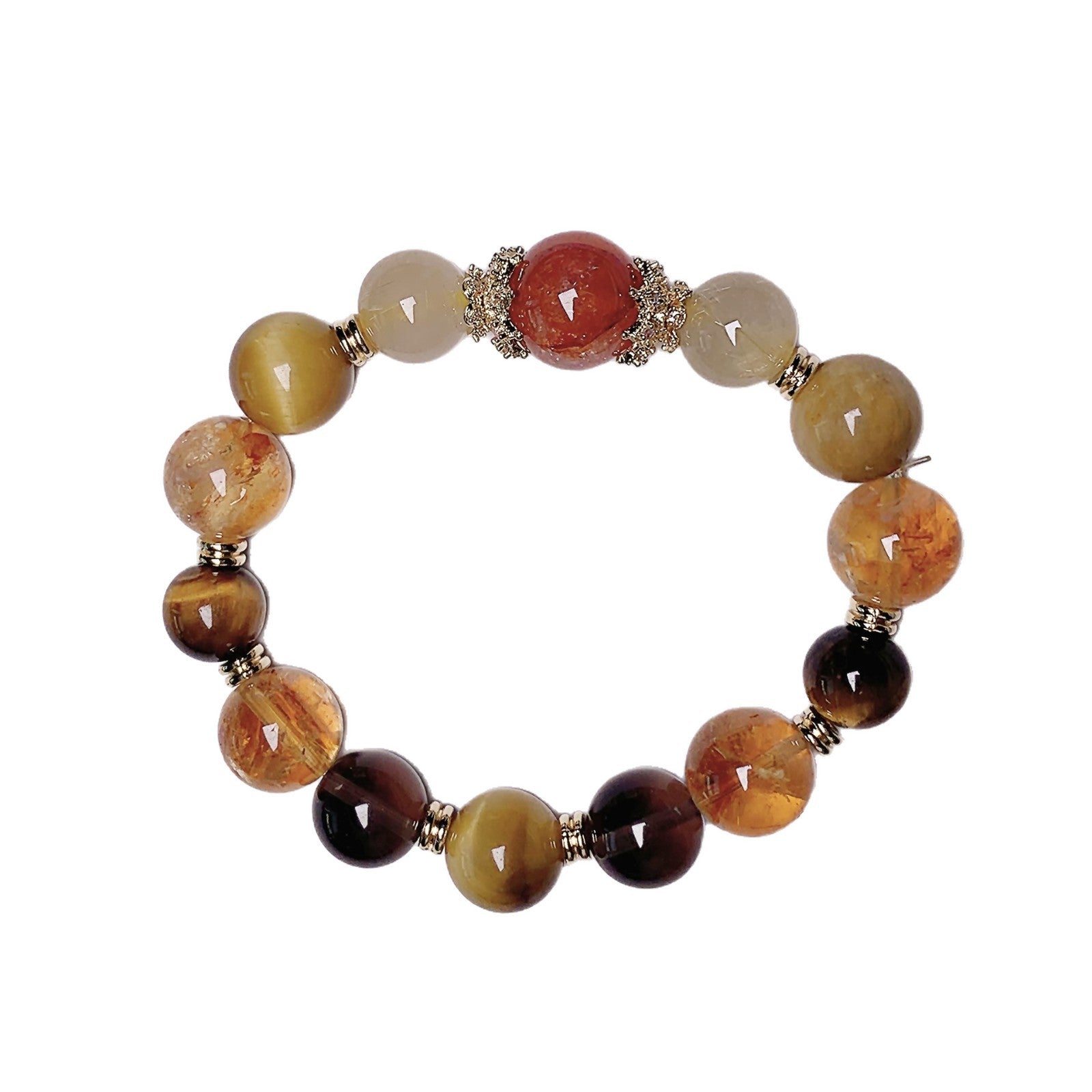 Natural Yellow Pagoda Crystal Men's and Women's Zodiac Year Bracelet Light Luxury Design Bracelet Jewelry Gift Multi-bead Bracelet