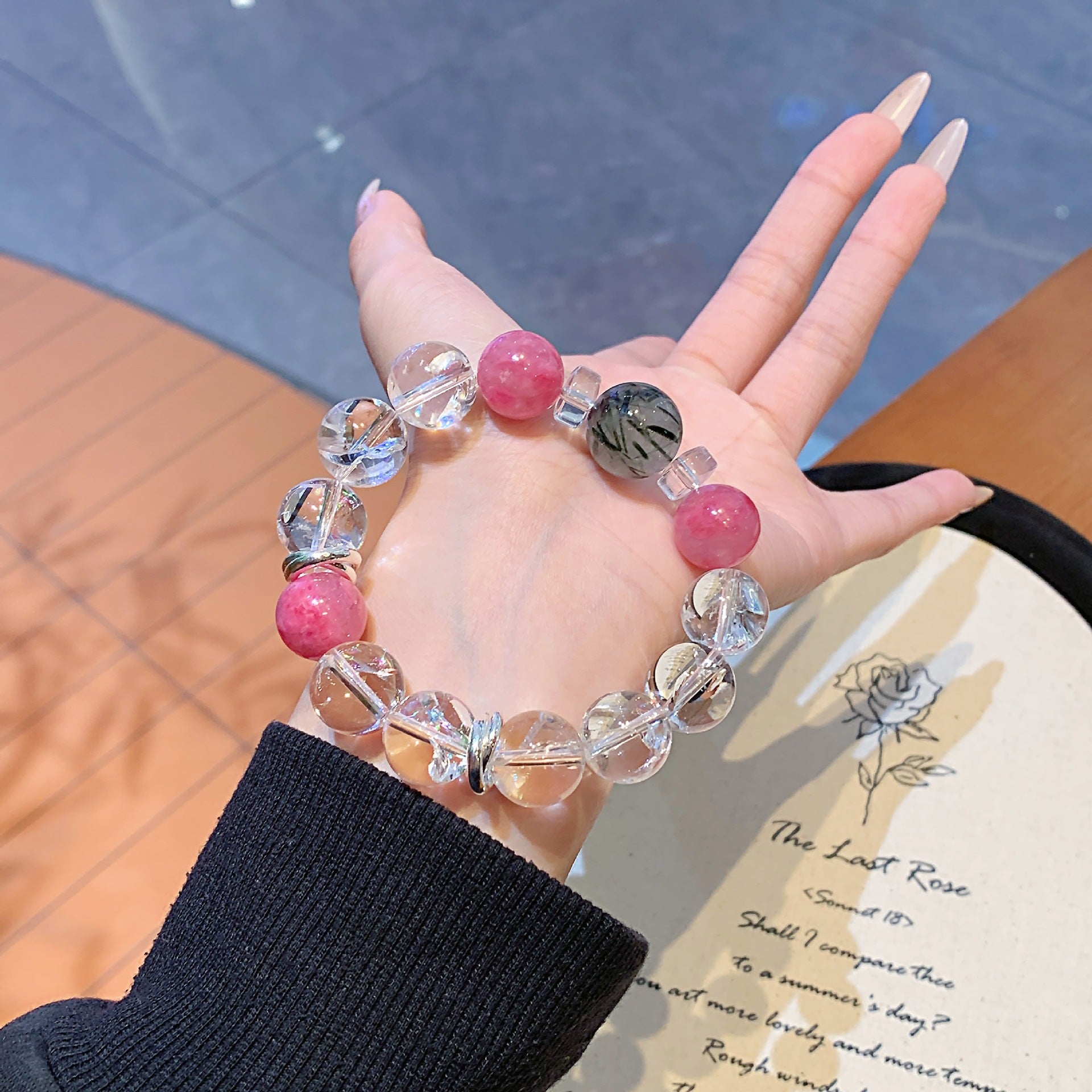 Original Natural White Acai Bracelet Duobao Bracelet Simple Design TikTok Live Source Crystal Bracelet Wholesale