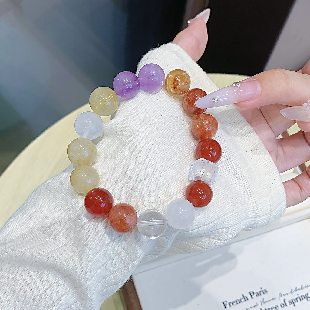 Natural Red Gum Flower Bracelet Flame Red Glue Flower Crystal Chain Jewelry Bracelet Wholesale Ketang Crystal Bracelet Factory