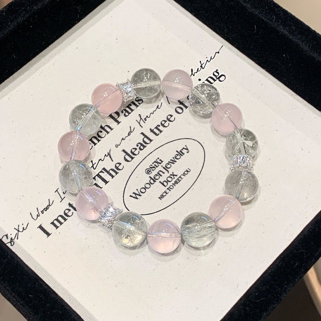 Original Design Natural Starlight Pink Crystal White Crystal Bracelet Bracelet TikTok and Xiaohongshu Hot-Selling Crystal Bracelet