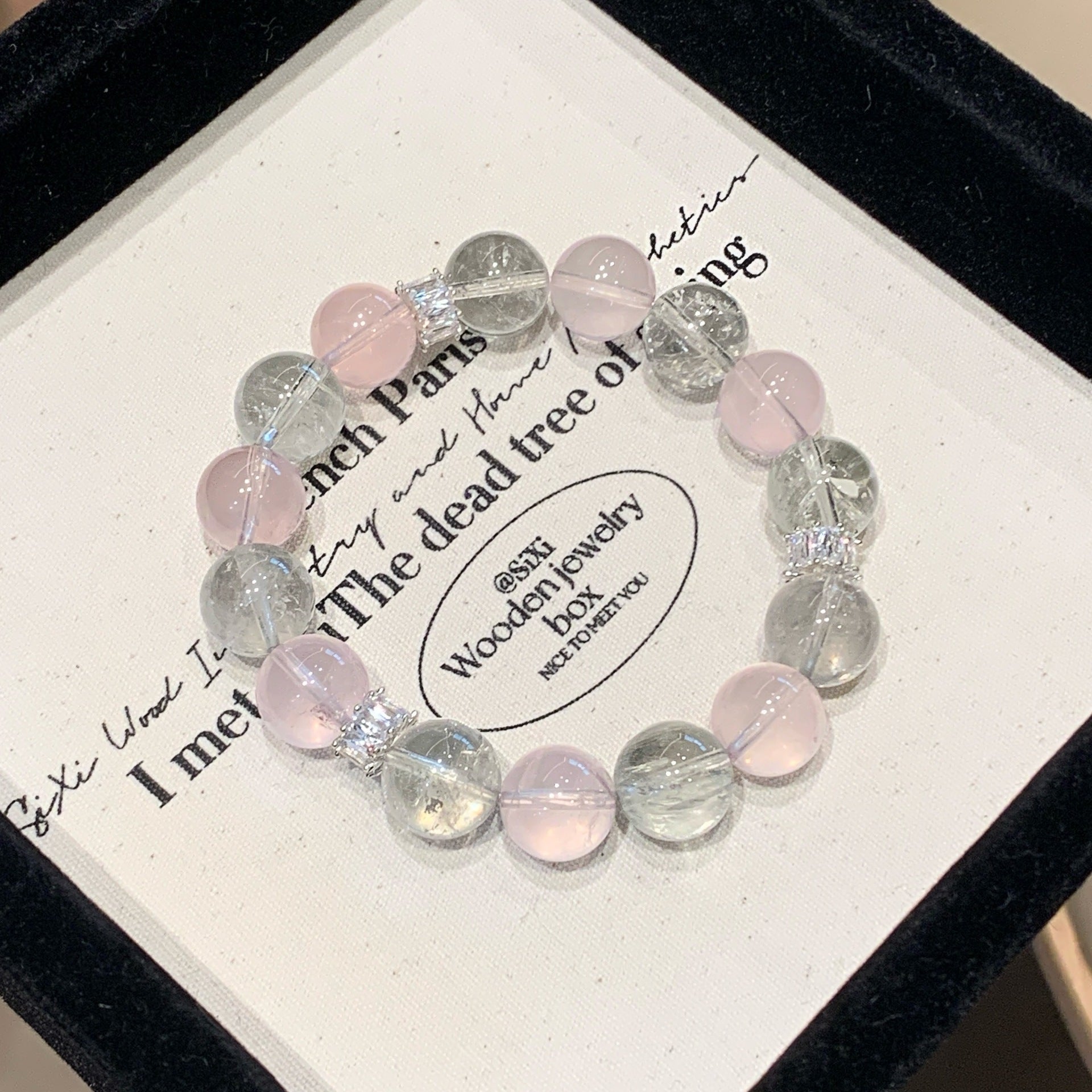 Original Design Natural Starlight Pink Crystal White Crystal Bracelet Bracelet TikTok and Xiaohongshu Hot-Selling Crystal Bracelet