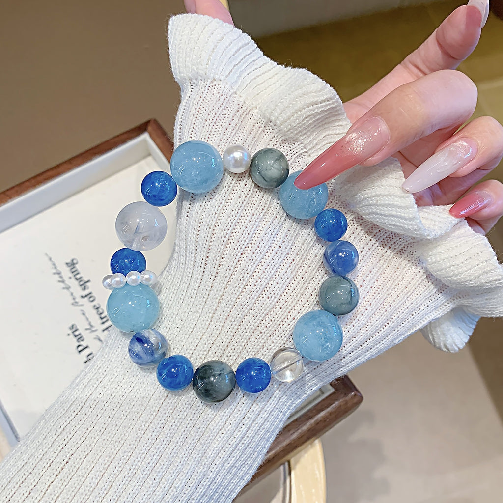 Natural Crystal Jewelry Bracelet Aquamarine Bracelet Jewelry diy Cross-border Hot-Selling Single Loop Bracelet Crystal Bracelet