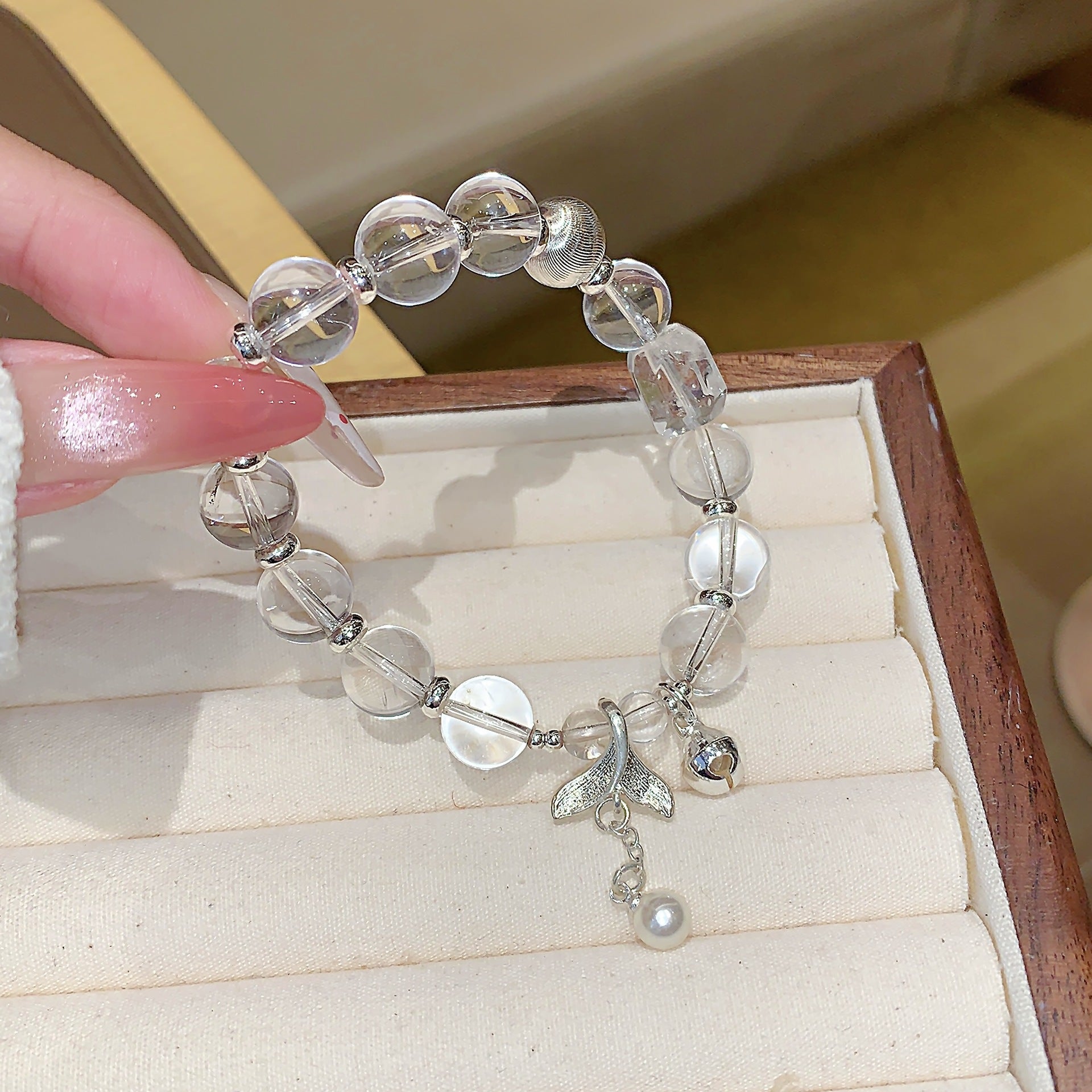 Natural Original White Crystal Bracelet Xiaohongshu Douyin Live Streaming Bracelet Source ins Light Luxury Internet Celebrity Style Bracelet