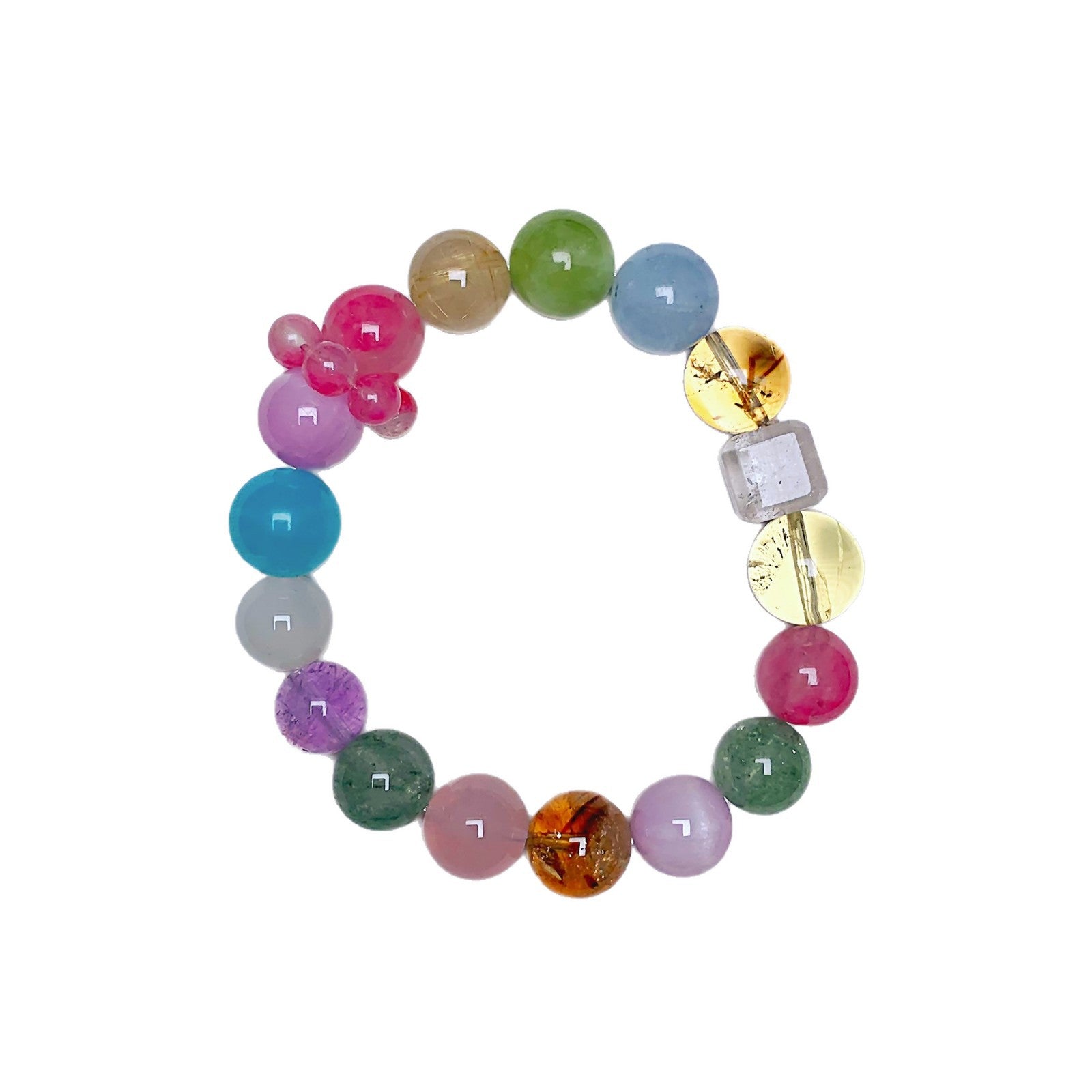 Natural Multi-Gemstone Crystal Bracelet Rose Quartz Crystal Bracelet diy Original Niche Design Pink Crystal Bracelet Crystal