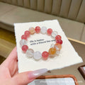 Mengzi Yi Same Style Crystal Bracelet Natural White Crystal and Cherry Blossom Agate Matching Hot-Selling Bracelet Crystal Bracelet