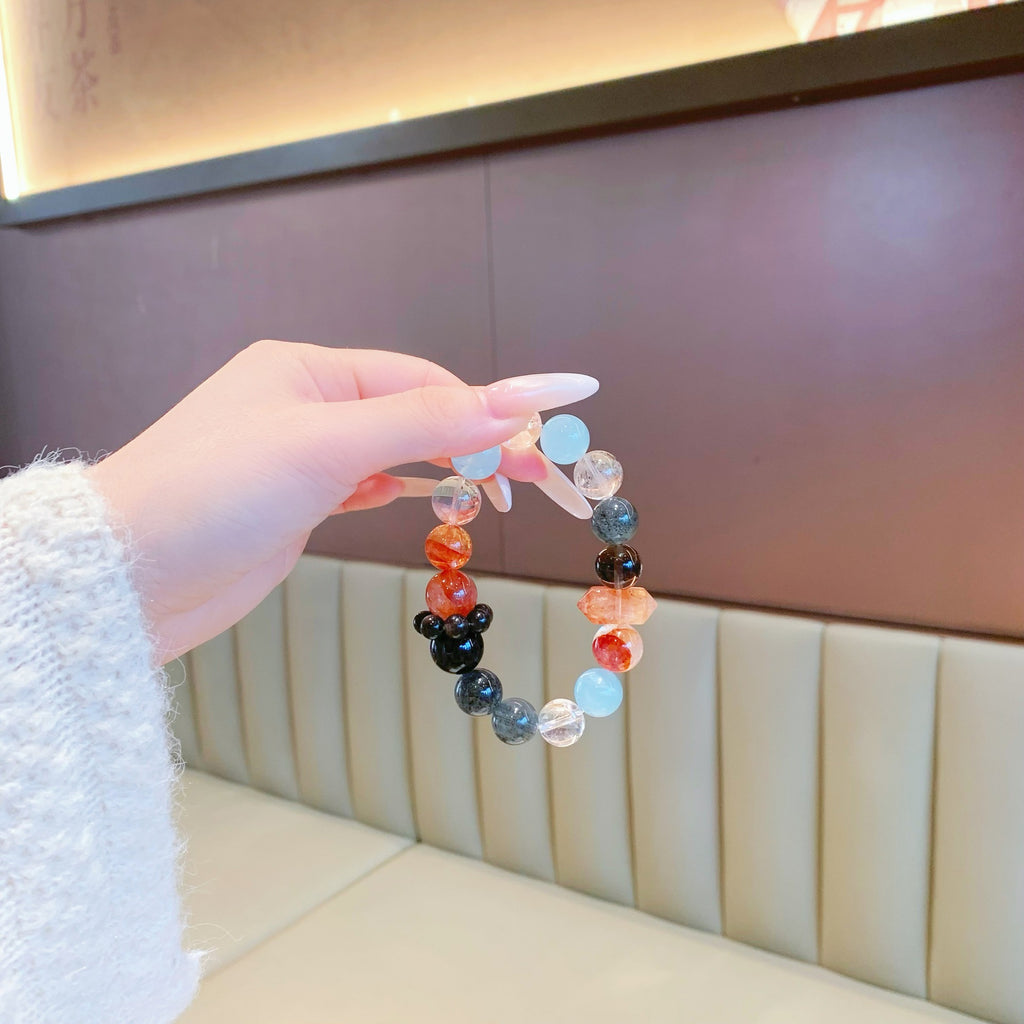 Natural Crystal Bracelet High-end Dopamine Color Fashionable Personality Multi-bead Bracelet Aquamarine Bracelet