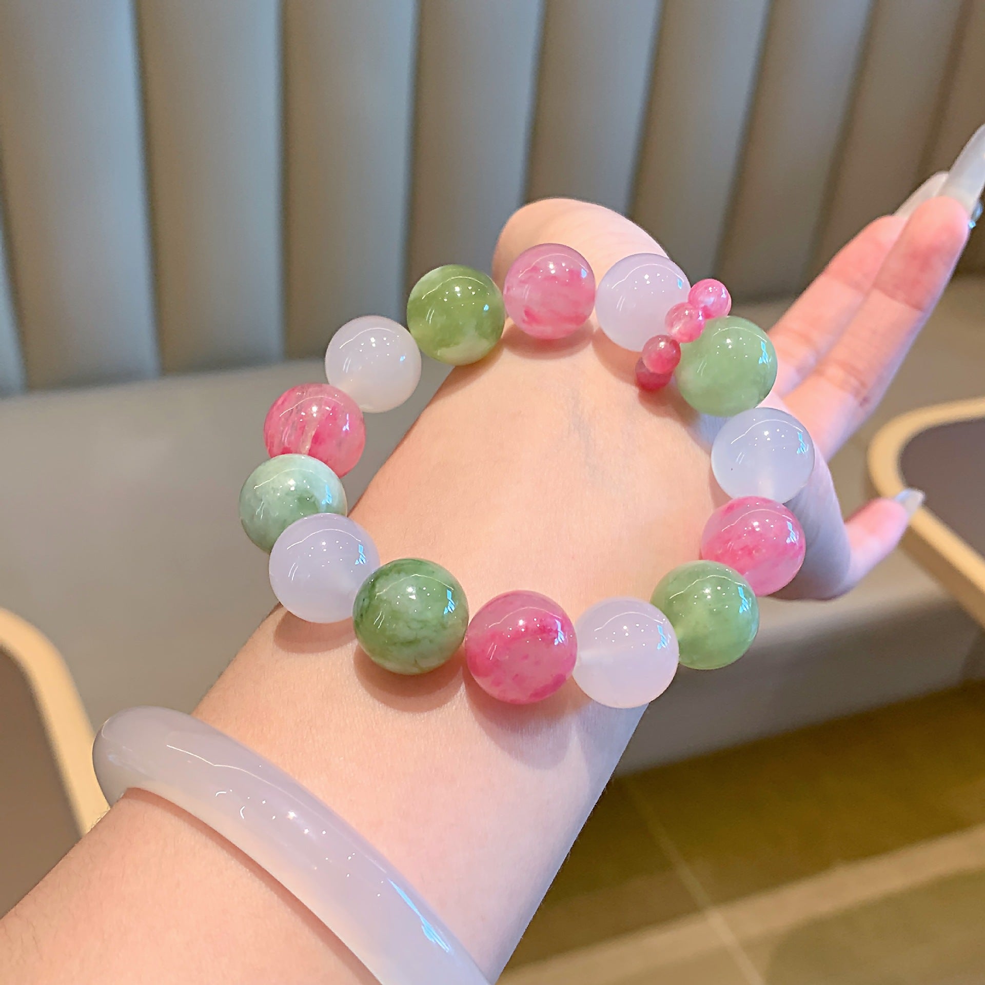 Natural Multi-Gemstone Crystal Bracelet Original Design Single Circle Large Crystal Beaded Bracelet Xiuyu Multi-Gemstone Bracelet