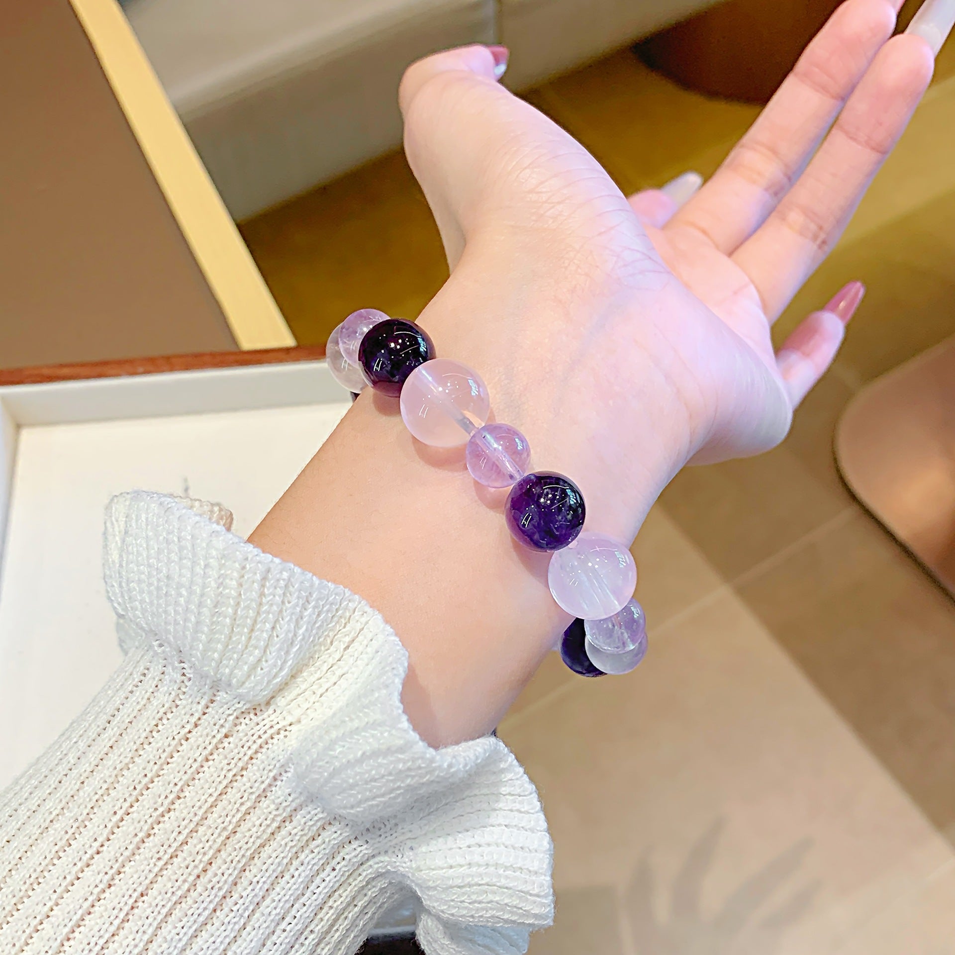 Natural Crystal Bracelet diy Rose Quartz Bracelet Hot-Selling Jewelry Original Design Lucky Bracelet Amethyst Bracelet