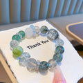 Natural Green Rutilated Quartz Bracelet Black Gold Ultra White Ghost White Crystal Freeform Design Model Tourmaline Green Hair Crystal Bracelet