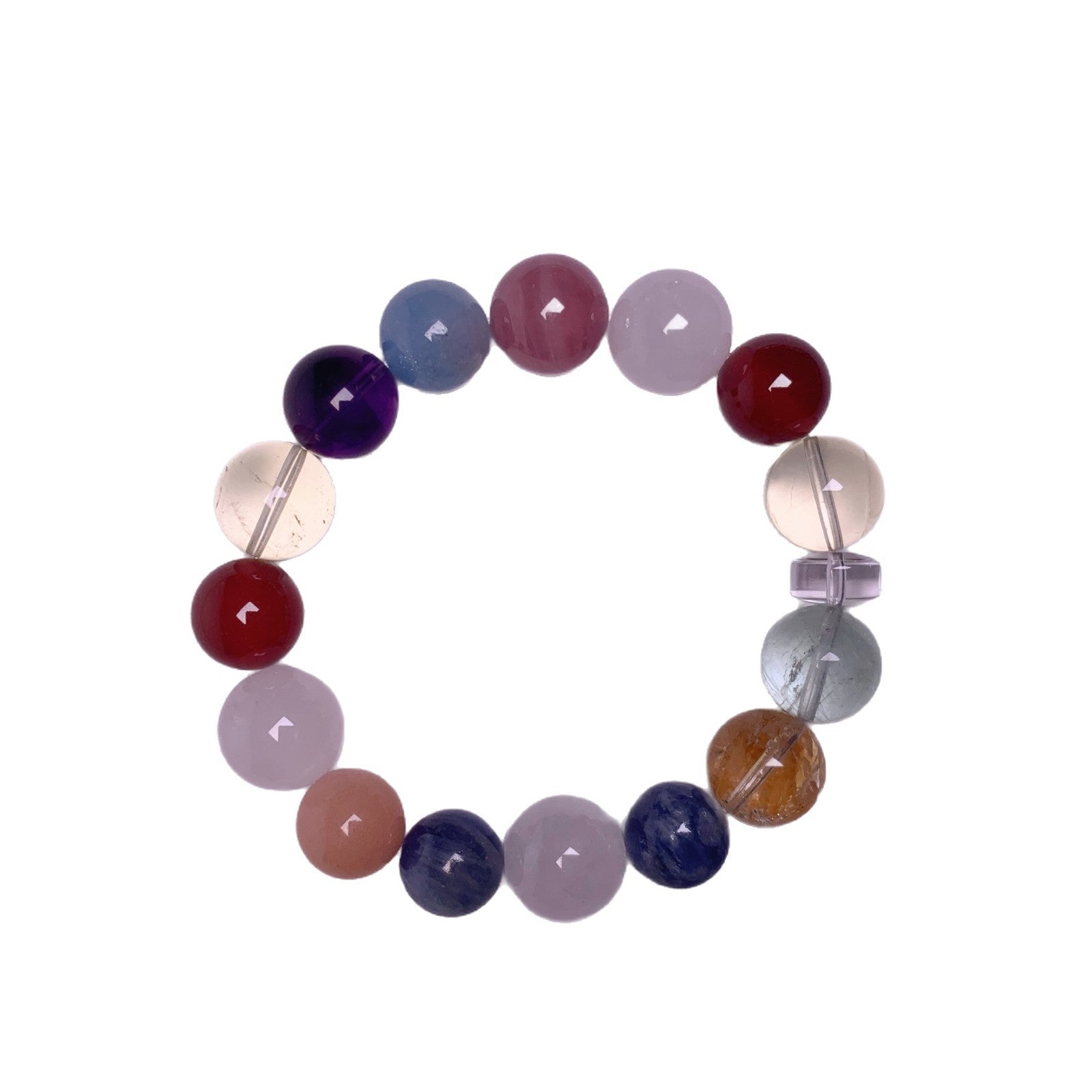 Natural Multi-colored Rainbow Bracelet Macaron Large Round Beads Single Ring Bracelet Autumn DIY Designer Bracelet