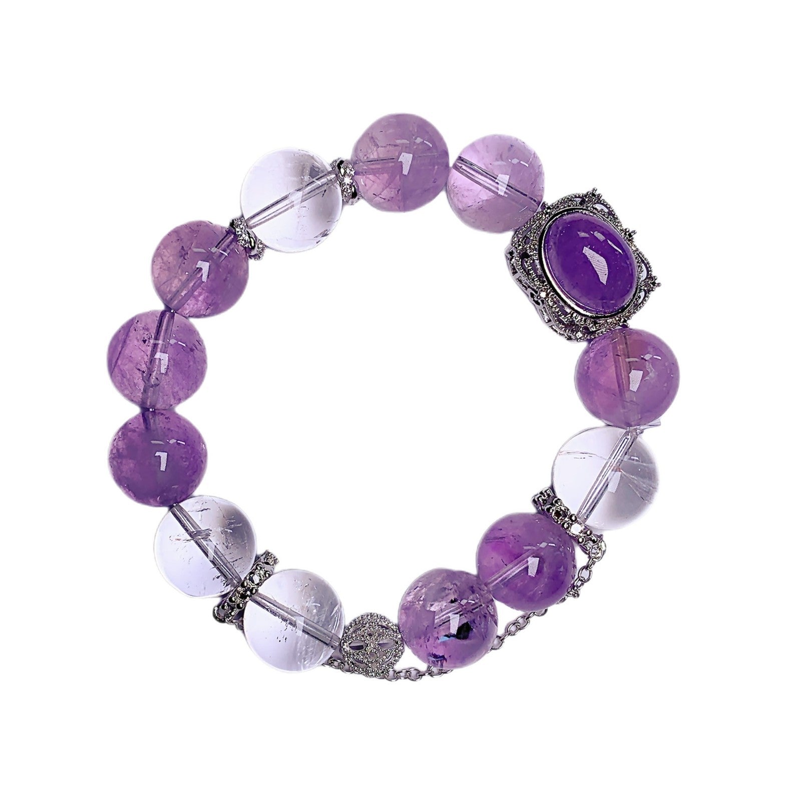 Natural lavender amethyst bracelet White Crystal Matching High-End Luxury Crystal Large Bead Bracelet Jewelry