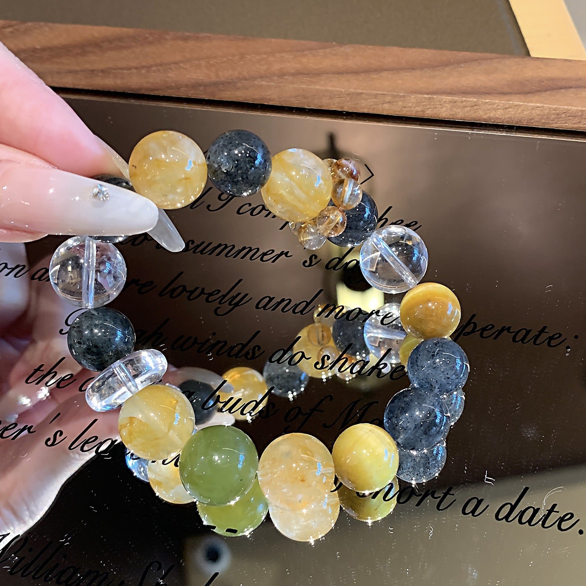 Natural Crystal Bracelet Original design autumn new bracelet high-end accessory Blue Agate Crystal Bracelet