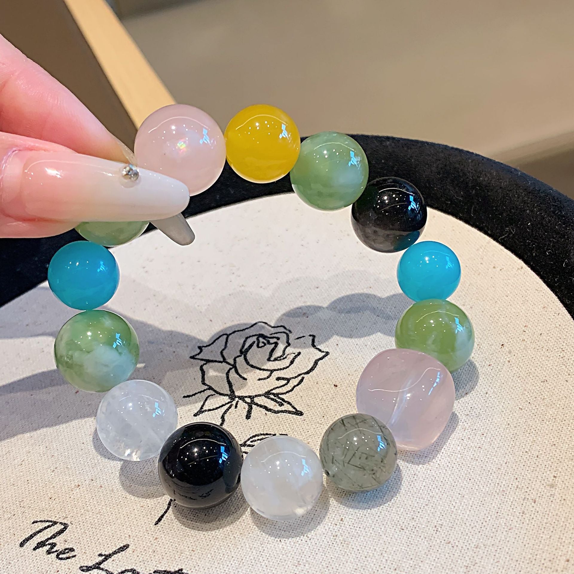 Natural Multi-Gemstone Crystal Bracelet for Wealth, Luck, Love, Health, All-Round Comprehensive High-End Dopamine Bracelet Gift