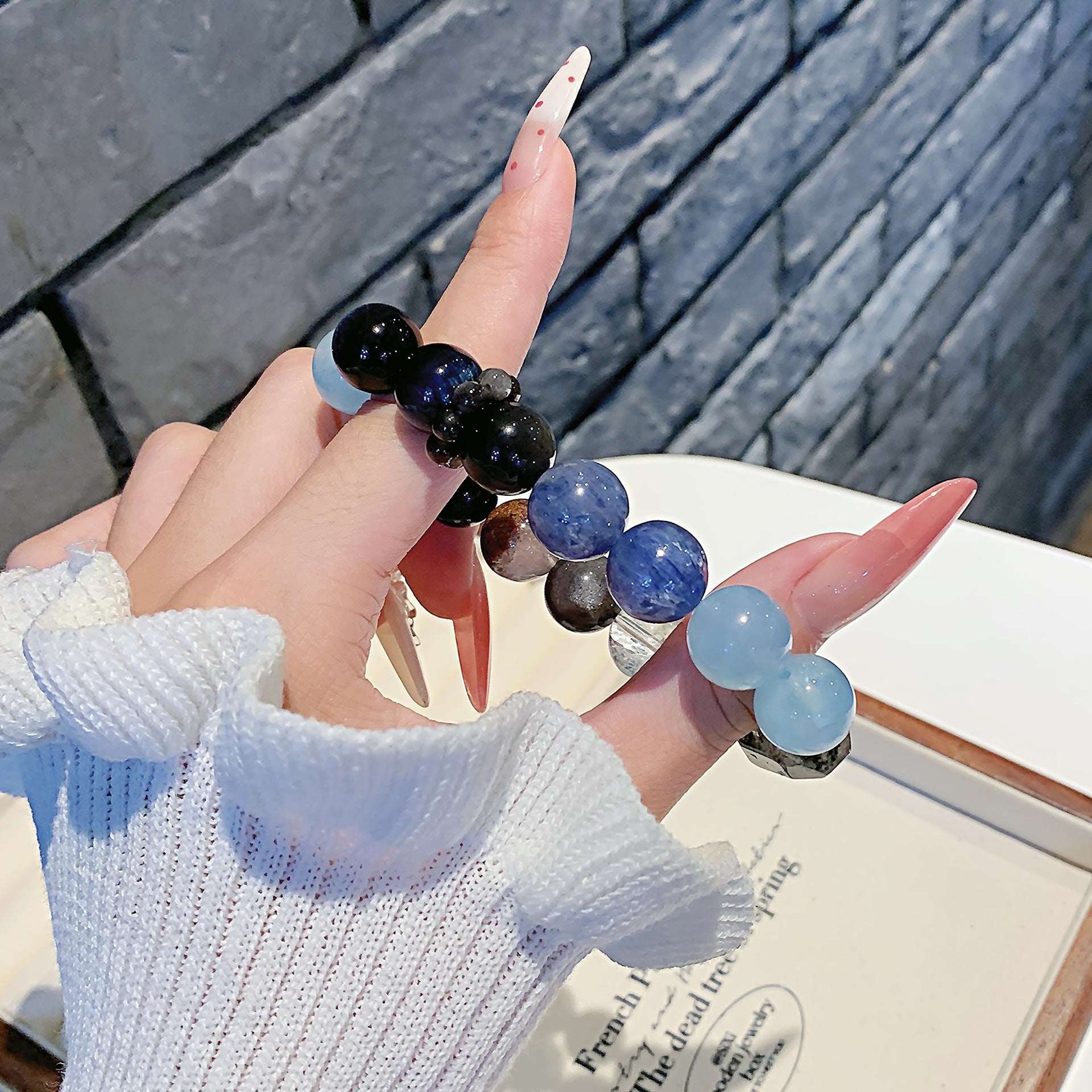 Natural Aquamarine Multi-Gemstone Beaded Bracelet for Women Trendy Personality Aquamarine Bracelet Jewelry Natural Crystal Bracelet