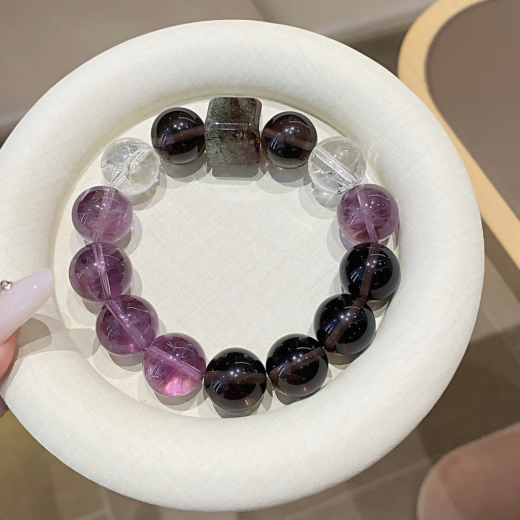 Nine Purple Fire Bracelet Amethyst Purple Phantom Design Natural Gemstone DIY Bracelet Amethyst Multi-Gemstone Bracelet