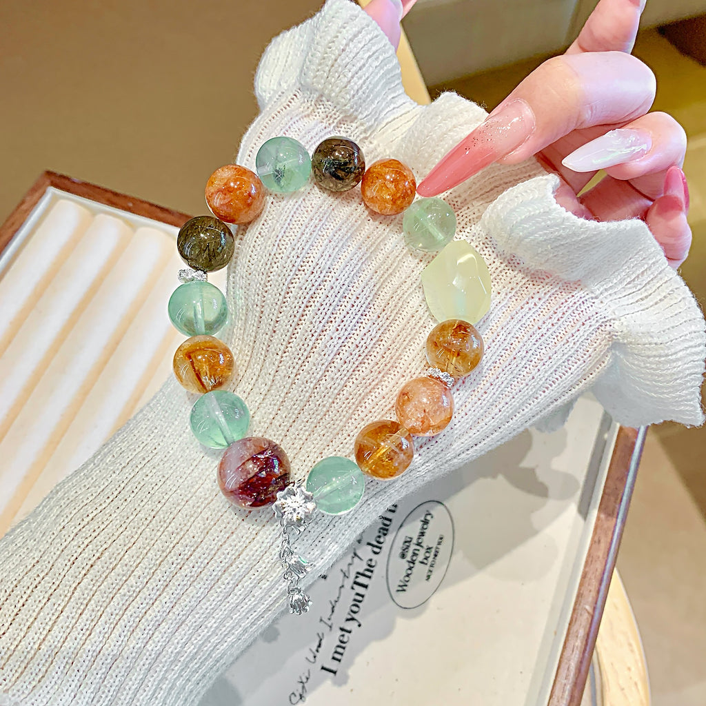 Original Design Natural Exquisite Multi-Gem Crystal Bracelet Dopamine Lemon Crystal Bracelet Yellow Pagoda Crystal Bracelet