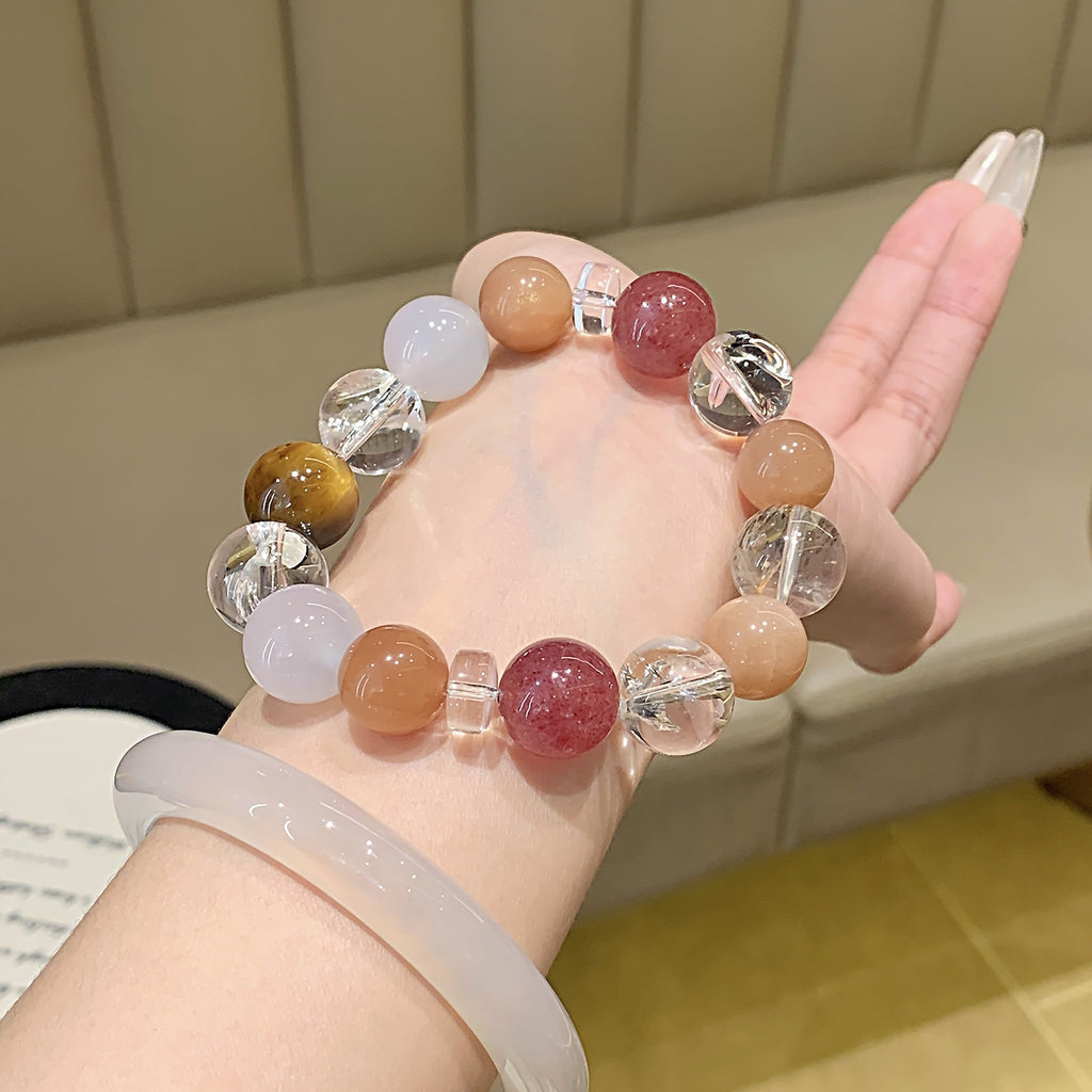 Original Natural Strawberry Crystal Bracelet Duobao Bracelet Simple Design TikTok Live Source Crystal Bracelet Wholesale