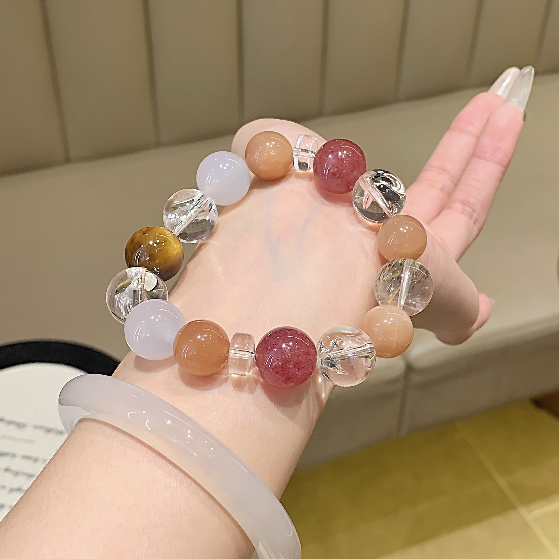 Original Natural Strawberry Crystal Bracelet Duobao Bracelet Simple Design TikTok Live Source Crystal Bracelet Wholesale
