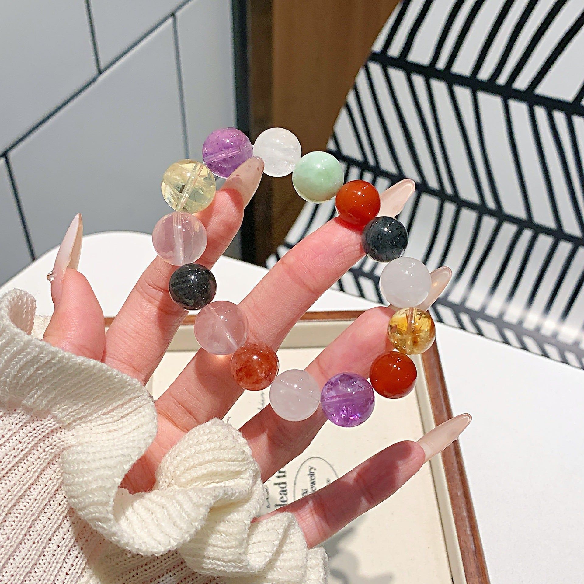 Natural Rose Quartz Crystal Bracelet Natural Crystal Bracelet Hot-Selling Jewelry Wholesale Original Design High-End Bracelet