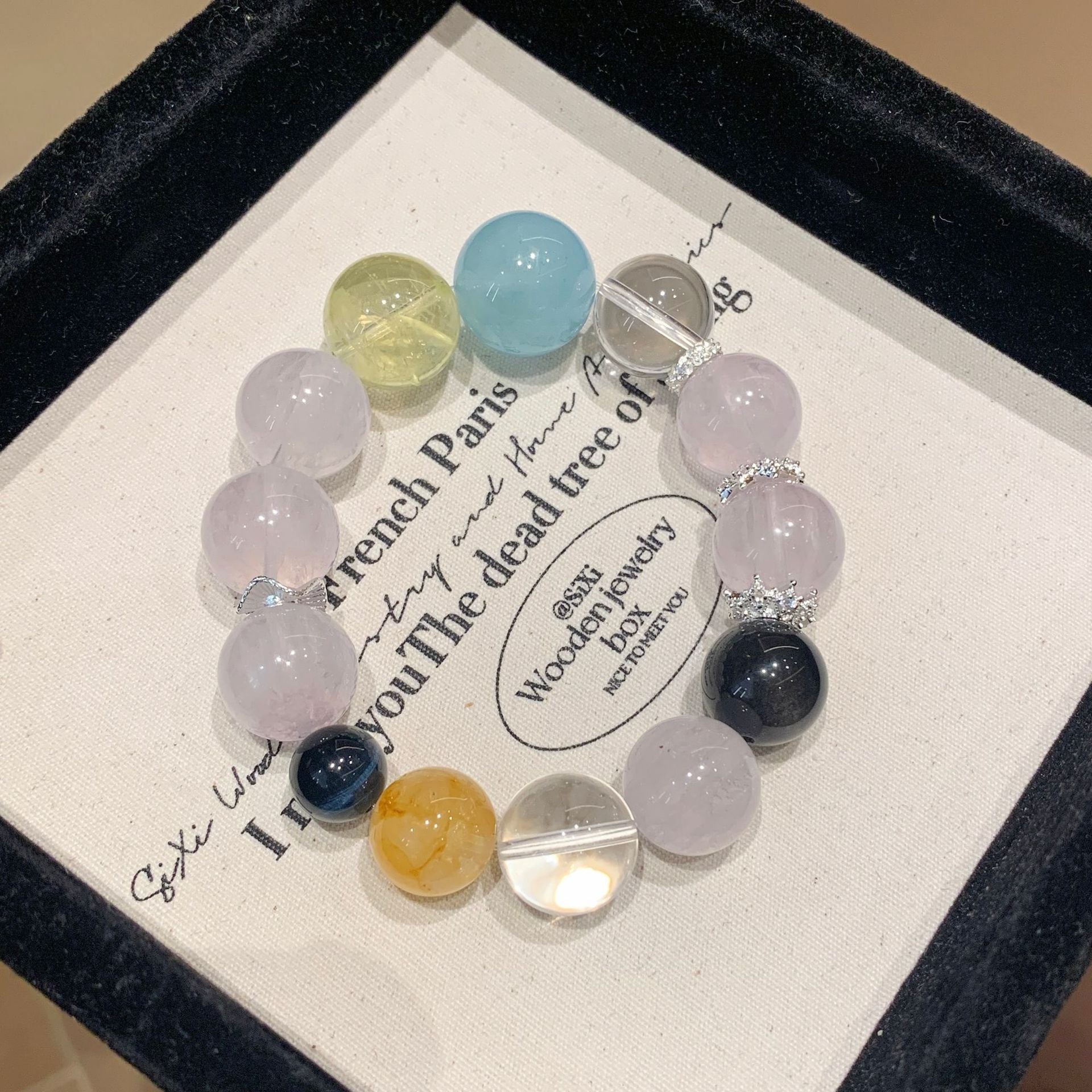 Natural Crystal Multi-Gemstone Bracelet Aquamarine with Lemon Quartz Bracelet Fashion Versatile Jewelry Crystal Bracelet