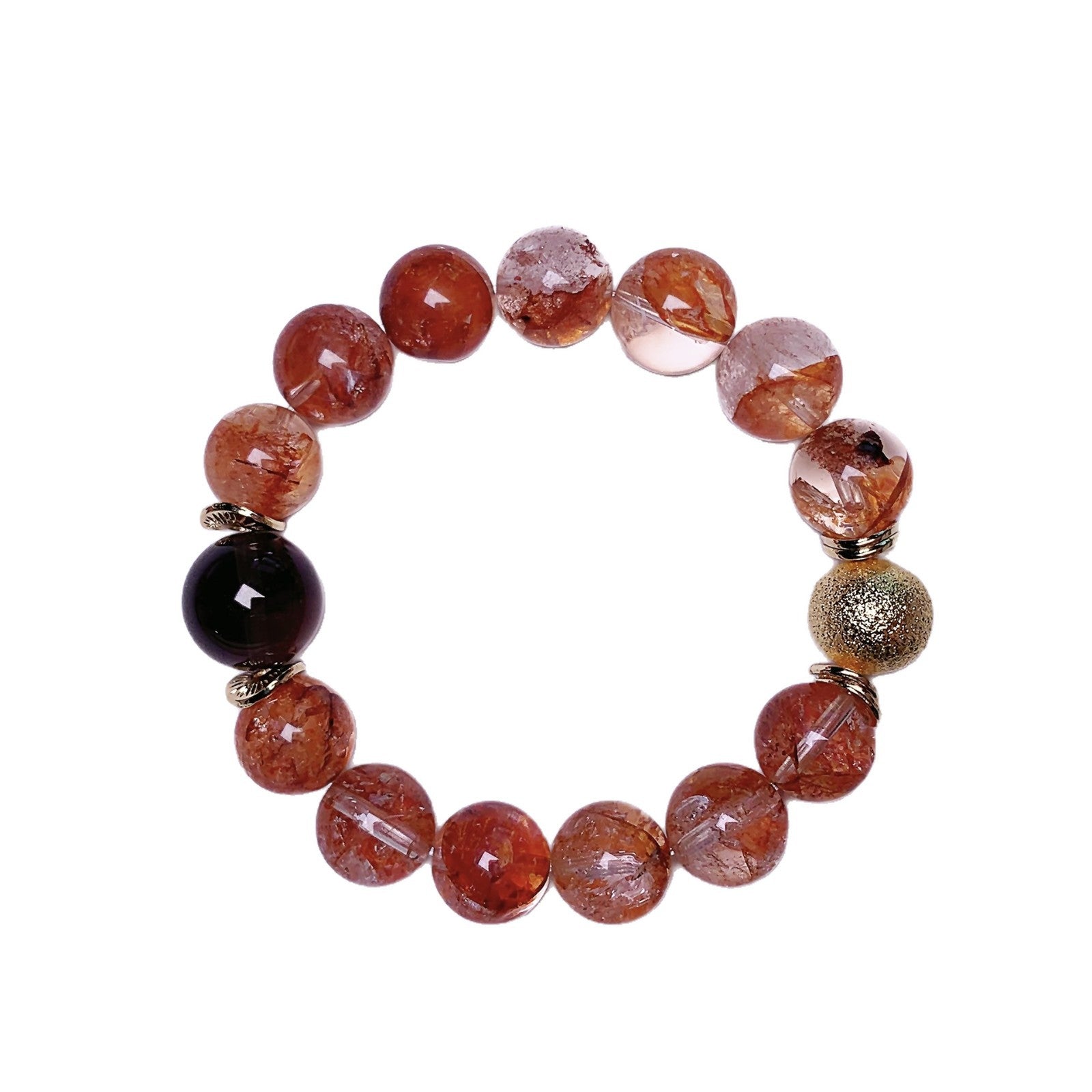 Natural Red Gum Flower Crystal Bracelet Women's Single Circle Fashion Original Design Bracelet Unique Design Crystal Bracelet