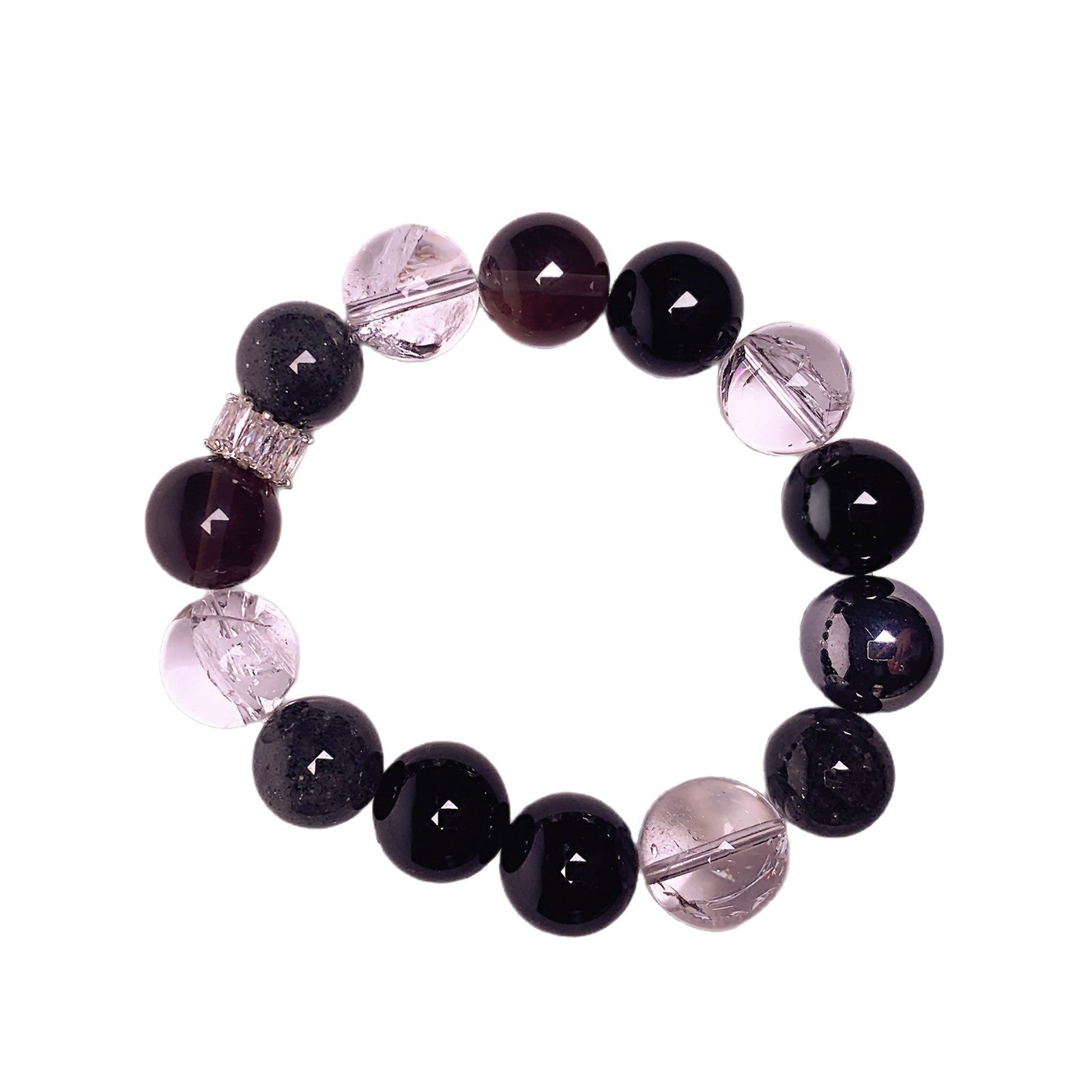 Natural Crystal Bracelet Tea Obsidian White Crystal Black Mica Light Luxury Fashion Bracelet Ketang Crystal Factory Wholesale