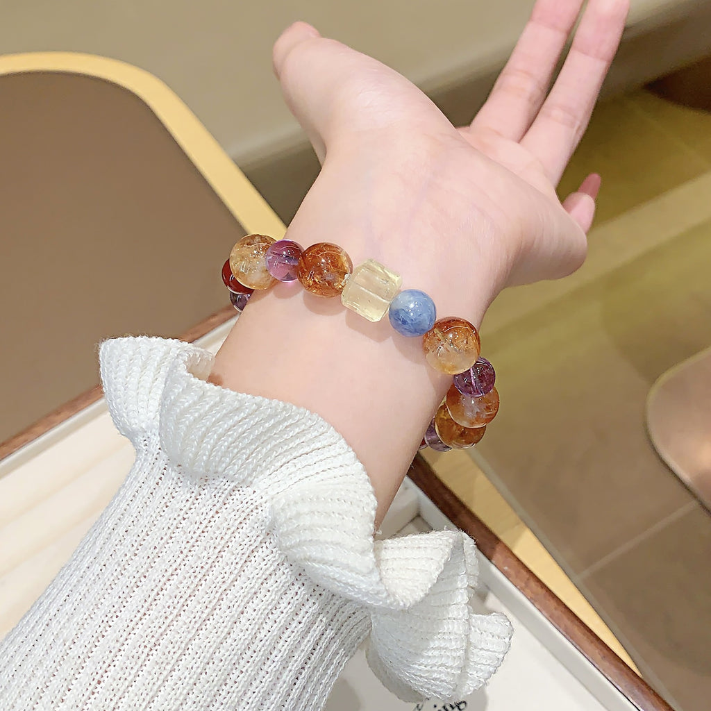 Natural Crystal Bracelet Jewelry diy Natural Crystal Bracelet Cross-border Hot-Selling Jewelry Bracelets Yellow Pagoda Crystal Bracelet