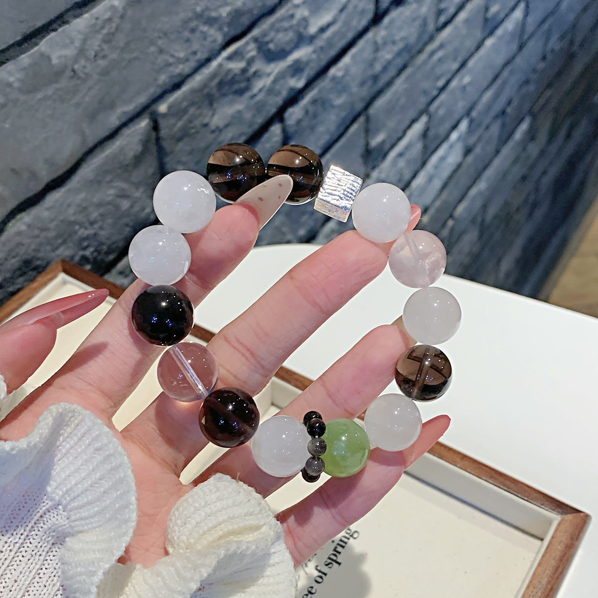 Natural White Phantom Quartz DIY Celebrity Style Bracelet Mixed Design of Treasures Xiaohongshu TikTok Crystal Beads