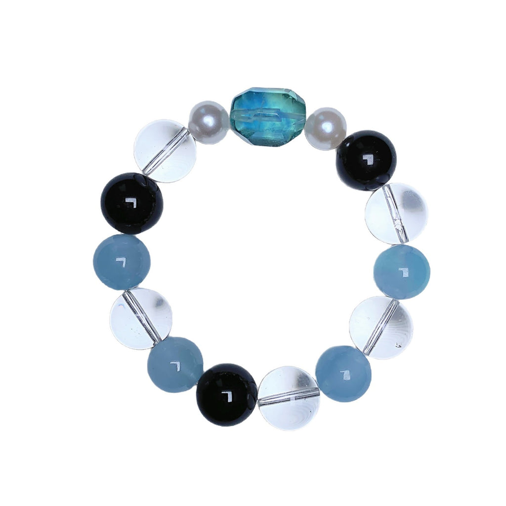 Five Elements Deficiency Supplement Aquamarine Bracelet White Crystal Bracelet for Men and Women Natural Crystal Multi-Gemstone Bracelet Balance Energy