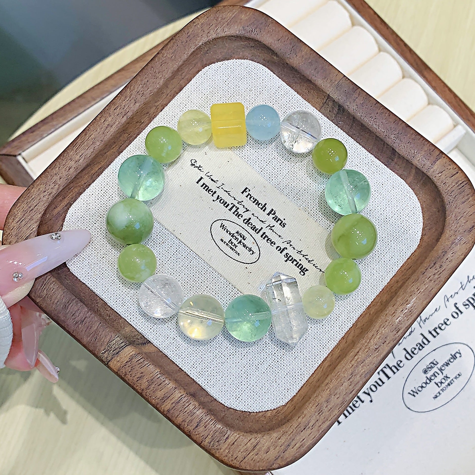 Natural Green Fluorite Single Circle Bracelet Fashion Original Design Women's Bracelet Ketang Wholesale Jewelry Crystal Hand Accessories