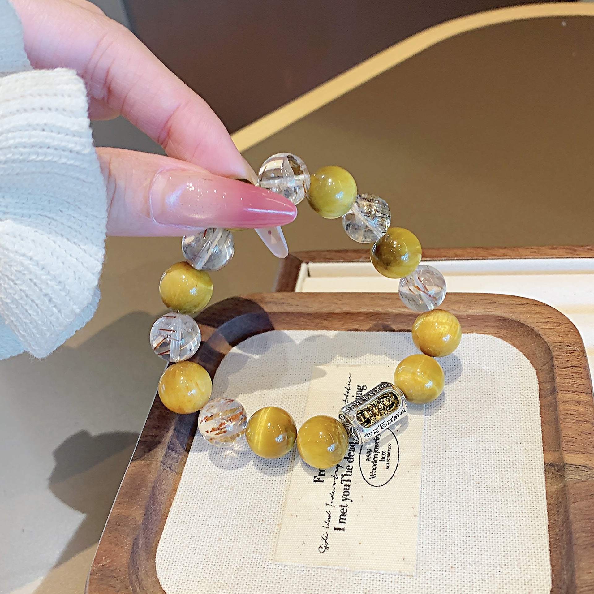 Natural Gold Tiger Eye Crystal Bracelet Fortune-Enhancing Bracelet for Wealth and Prosperity Multi-Gem Bracelet diy Crystal Beads