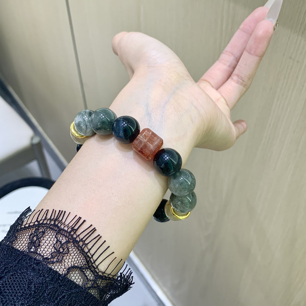 Natural Multi-Gemstone Crystal Bracelet Unisex Original Design Chinese Culture Lucky Bead Bracelet Blue Tiger Eye Bracelet
