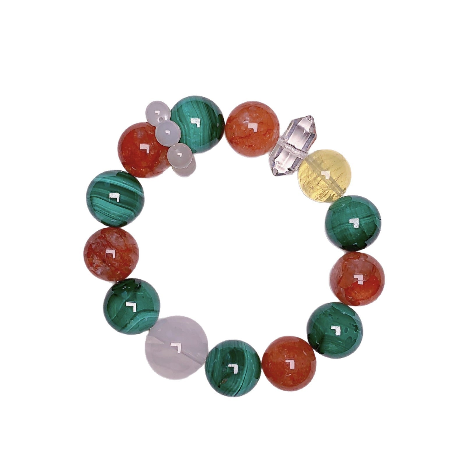Natural Christmas Crystal Bracelet Female Malachite with Red Gum Flower High-End Light Luxury Fashion Gift for best friend, gift for girlfriend