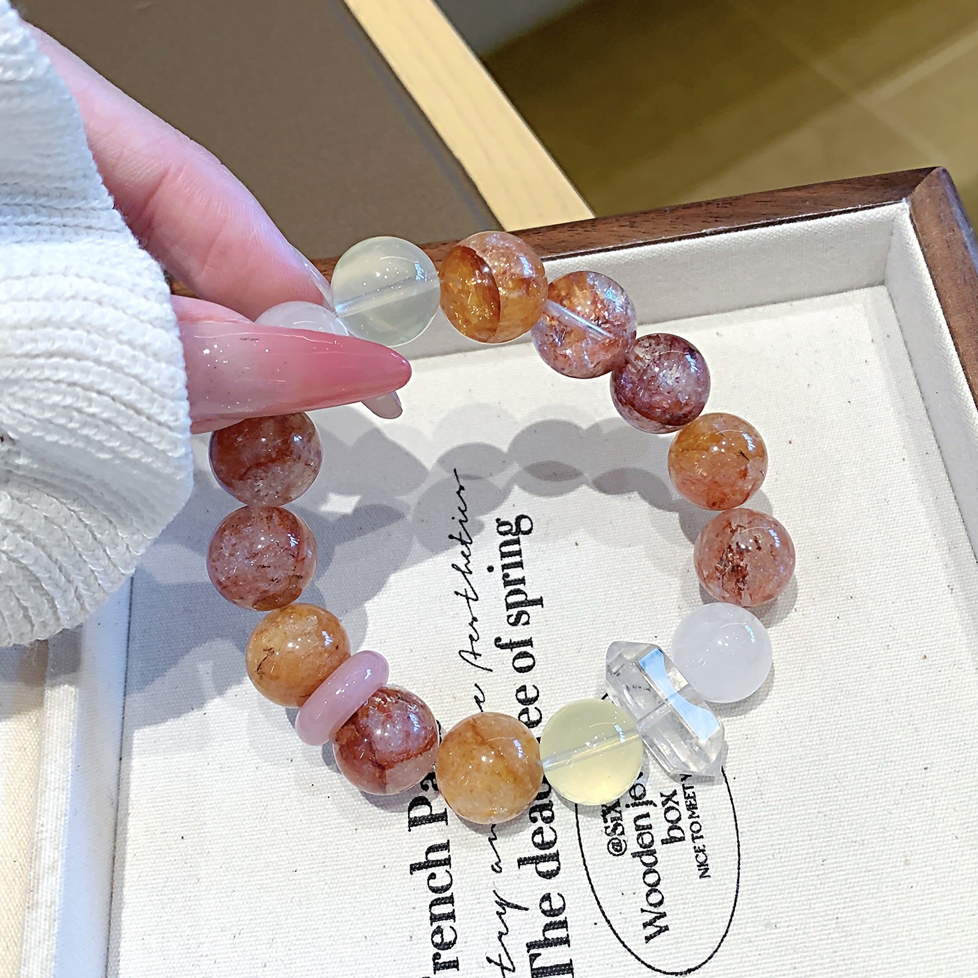 Natural Red Gum Flower Crystal Bracelet Cross-border Hot-Selling Bracelet Jewelry New Bracelet Natural Multi-Gemstone Crystal Bracelet