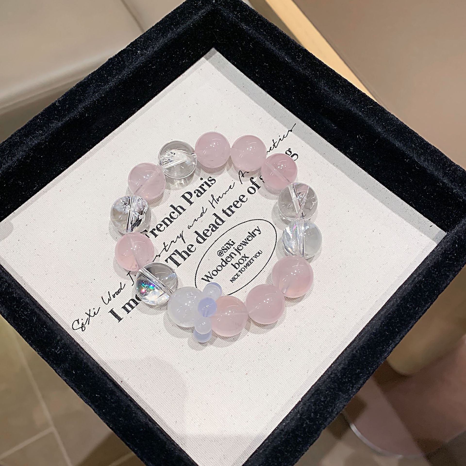 Natural Dopamine Rainbow Color Hand Jewelry String Original Design Cross-Border Hot-Selling Jewelry Chain Multi-Gemstone Pink Crystal Bracelet