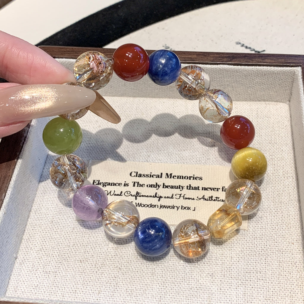 Natural Crystal Multi-Gem Bracelet Xiaohongshu Douyin Fashion Hot-Selling Original High-End Crystal Bracelet Wholesale Supply