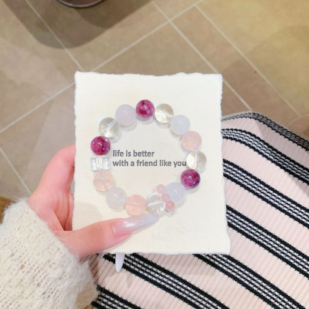 Natural pink crystal paired with white crystal bracelet Original Design New Crystal Bracelet Directly Supplied by Manufacturer Bracelet