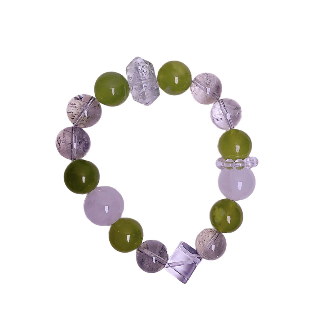 Natural Green Grape Milk Cap Xiuyan Multi-Gem Bracelet Scattered beads diy Crystal Bead Chain National Style Hot-Selling Crystal Bracelet