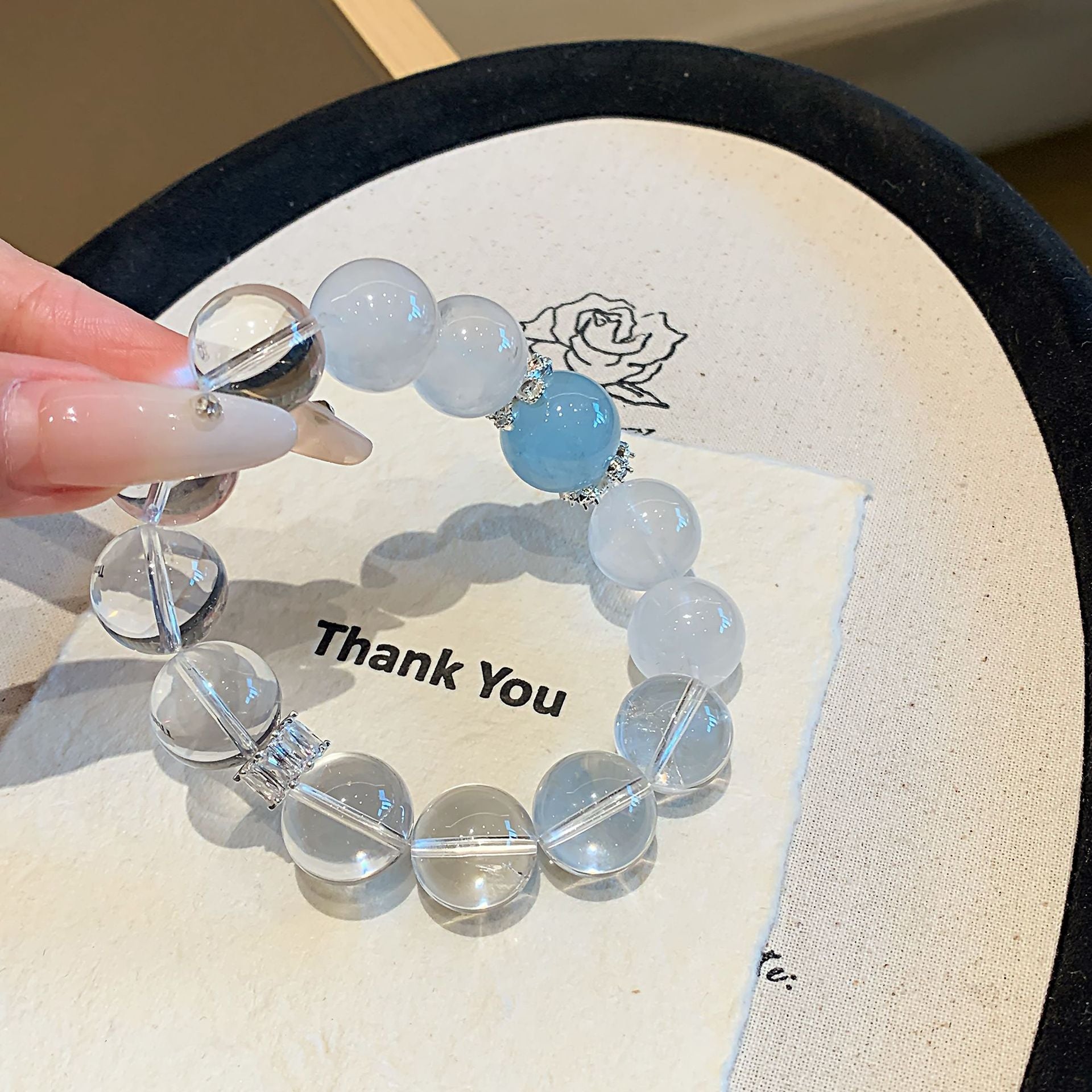 Natural Crystal Bracelet White Crystal White Phantom with Aquamarine Original Design Bracelet Wholesale Crystal Bracelets
