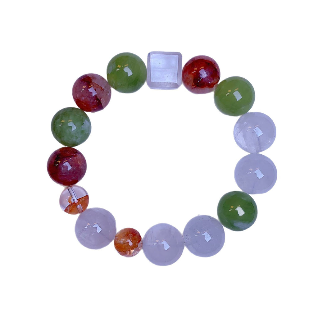 Natural Yellow Gum Flower Matching White Crystal Bracelet White Ghost DIY Single Ring Bracelet Multi-Gemstone Bracelet Crystal Manufacturer