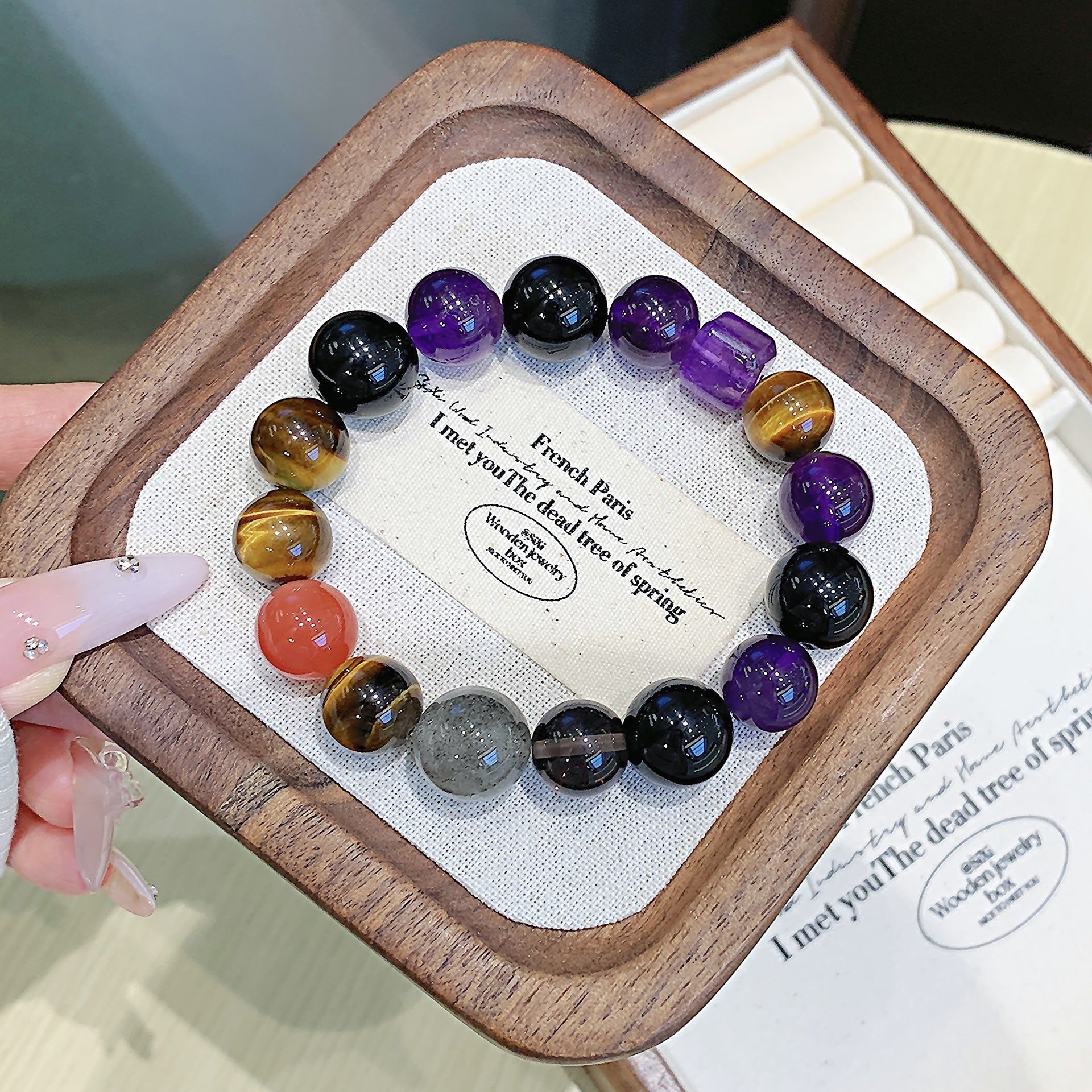 New Chinese Style Yellow Tiger Eye Beaded Bracelet Women's Light Luxury High-End Multi-Gemstone Crystal Bracelet Hot-selling Bracelet Wholesale